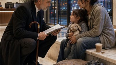 لقيت ام مشرده وابنها