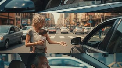 ابنتى تتسول فى إشارة المرور